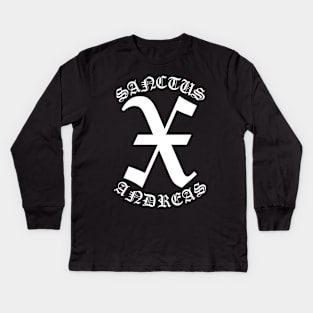 Saint Andrew Cross X Gothic Pocket Kids Long Sleeve T-Shirt